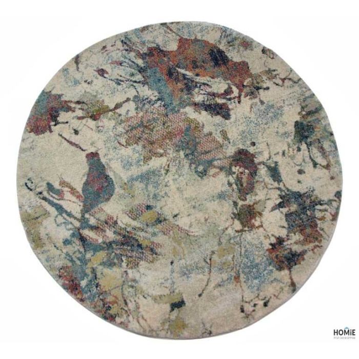 שטיח עגול אבסטרקטי צבעוני יוקרתי לסלון, לחדר שינה, לחדר ילדים, למטבח ושאר חלל הבית דגם אלכסה 15A. 