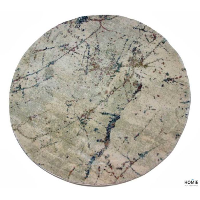 שטיח עגול אבסטרקטי צבעוני יוקרתי לסלון, לחדר שינה, לחדר ילדים, למטבח ושאר חלל הבית דגם אלכסה 71A. 