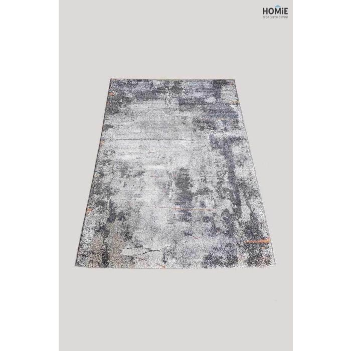 שטיח אבסטרקטי מודרני יוקרתי לסלון, לחדר שינה, לחדר ילדים, למטבח ושאר חלל הבית דגם איביזה 99/70 בצבע אפור וכתום. 