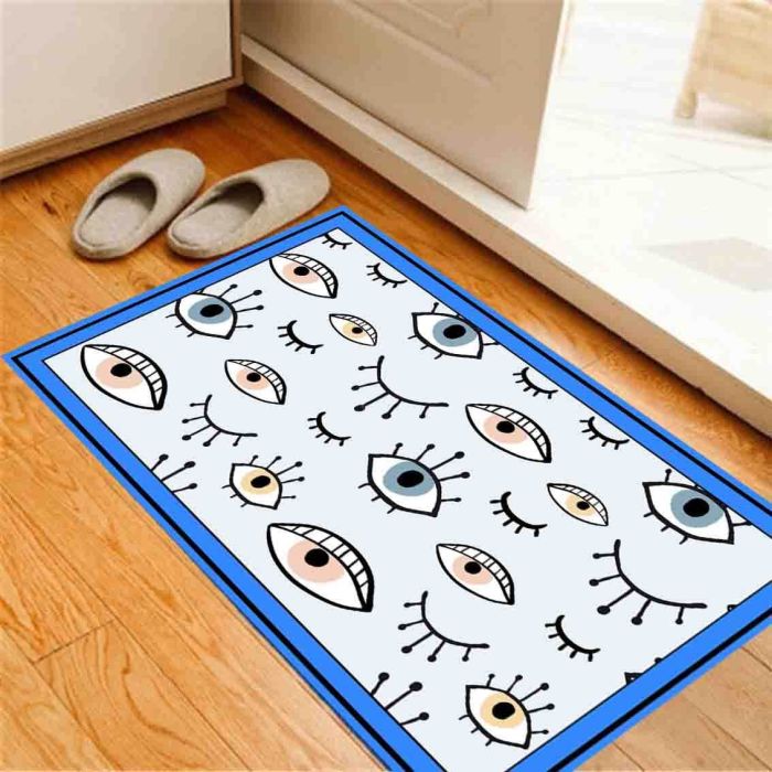 שטיח ויניל אבסטרקטי פי וי סי (PVC) לינולאום מודרני דגם עיניים פתוחות סגורות צבעוניות. 