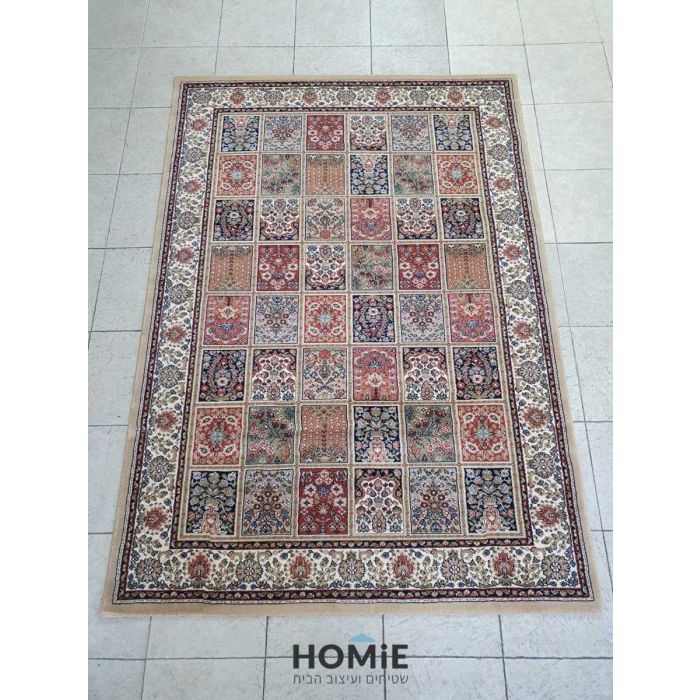 שטיח קלאסי דגם פומפיי 98/084 – תצוגה מלאה על הרצפה, צבעוני ופרחוני