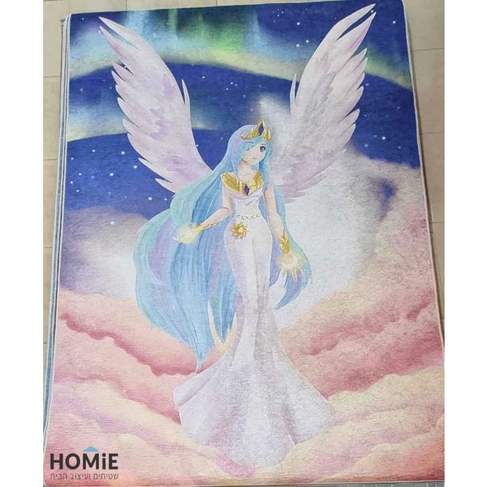 שטיח צבעוני לחדר ילדים / תינוקות / גן ילדים / בית ספר דגם פיה בשמיים. השטיח המודרני יתאים גם לסלון, חדר שינה ושאר חלל הבית.