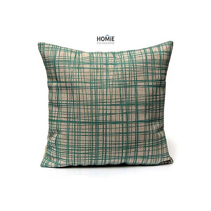 כרית נוי אבסטרקטית מדליקה לסלון לחדר שינה, לחדר ילדים ושאר חלל הבית דגם פסים אבסטרקטים טורקיז