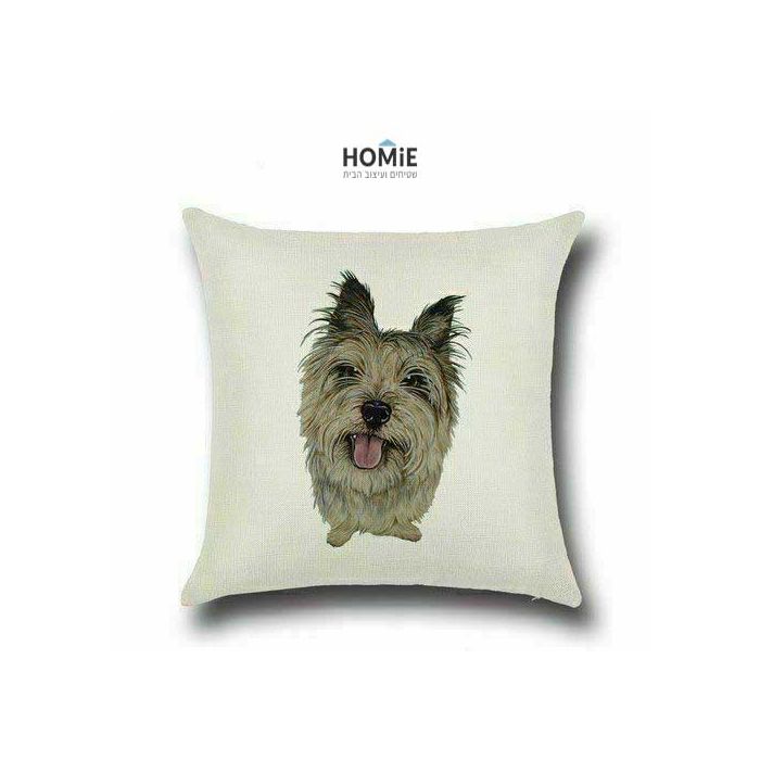 כרית נוי מדליקה ואיכותית לסלון, לחדר שינה, לחדר ילדים ושאר חלל הבית דגם כלב ברגר פיקארד בצבע בז'. 