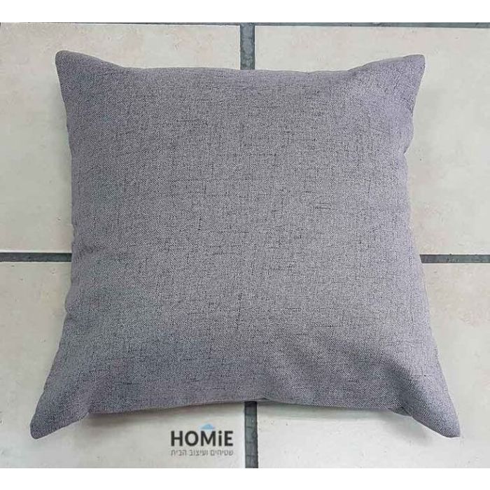 כרית נוי אפורה כהה מעוצבת בסגנון פשתן לסלון ולחדר השינה  -תצוגה מלאה