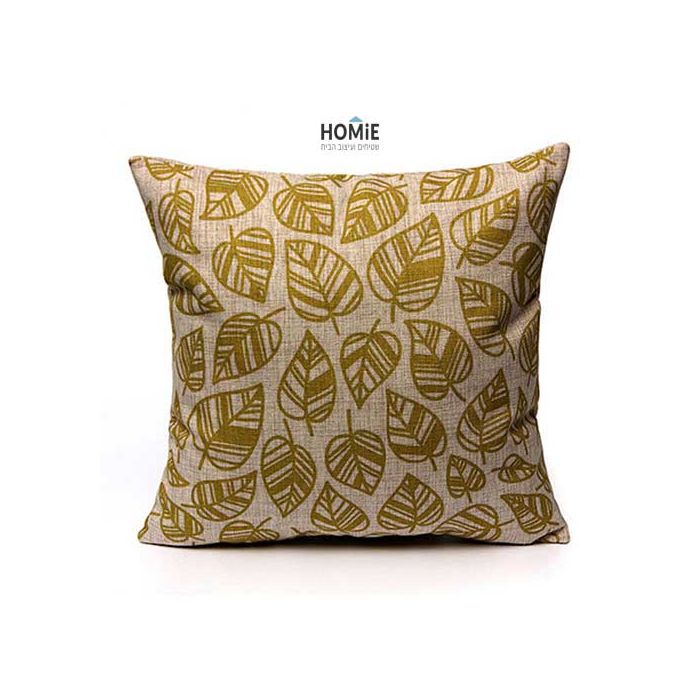 כרית נוי מדליקה ואיכותית לסלון, לחדר שינה ושאר חלל הבית דגם עלים מוזהבים