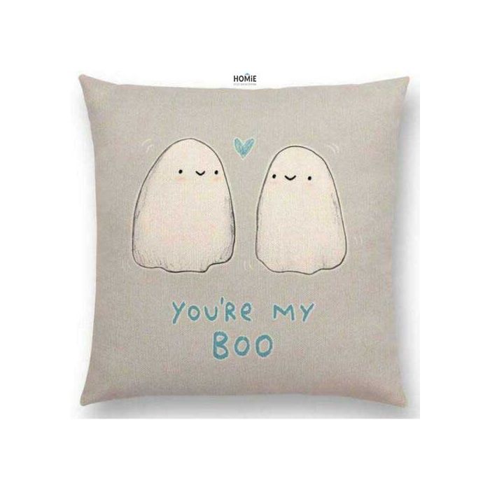 כרית נוי מדליקה ואיכותית לסלון, לחדר שינה, לחדר ילדים ושאר חלל הבית דגם שדים מאוהבים בצבע אפור טורקיז. 