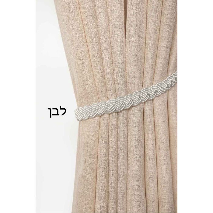 פורטיירה קושרה דקורטיבית וינטג' לוילון צבע לבן דגם אדלין - קשור על וילון