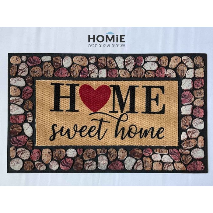 שטיח כניסה-סף לבית גומי עבה מודרני דקורטיבי Home Sweet Home דגם ניו יורק 04. 