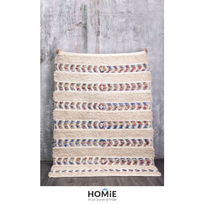 שטיח בוהו שיק גיאומטרי מודרני אתני כפרי כותנה עבודת יד צבעוני דגם קיארה 01. השטיח היוקרתי יתאים לסלון, חדר שינה, חדר ילדים ותינוקות, אמבטיה, מסדרון, מטבח, פינת אוכל, פינת משחקים, פינת ישיבה, חדר עבודה, משרד, בית ספר וגן ילדים. 