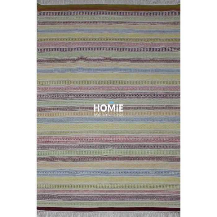 שטיח כותנה גיאומטרי פסים קילים שבטי (אתני) עבודת יד צבעוני דגם ג'איפור 666. השטיח המודרני הכפרי מתאים לסלון, לחדר שינה, לחדר ילדים, לפינת משחקים, למסדרון, לאמבטיה, למטבח, לפינת אוכל, לחדר עבודה, למשרד, לבית הספר וגן ילדים. 