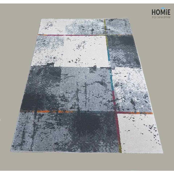 שטיח גיאומטרי מרובעים צבעוני איכותי לסלון, לחדר שינה, לחדר ילדים, למטבח ושאר חלל הבית דגם וגאס 11/59. השטח יוסיף המון שיק, צבעוניות וסטייל לחלל החדר