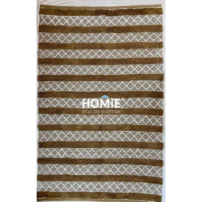 שטיח בוהו וינטג' גיאומטרי מעויינים כותנה עבודת יד בז' שמנת דגם מונטויה 04. השטיח המודרני הכפרי (נורדי-סקנדינבי) היוקרתי משתלב נהדר בסלון, חדר שינה, חדר ילדים, מסדרון, אמבטיה, חדר אורחים, פינת ישיבה, פינת אוכל, חדר עבודה ומשרד. 