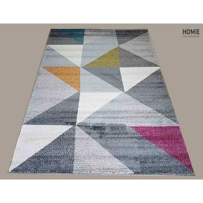 שטיח גיאומטרי משולשים / מעויינים צבעוני איכותי לסלון, לחדר שינה, לחדר ילדים, למטבח ושאר חלל הבית דגם וגאס 14/79. 