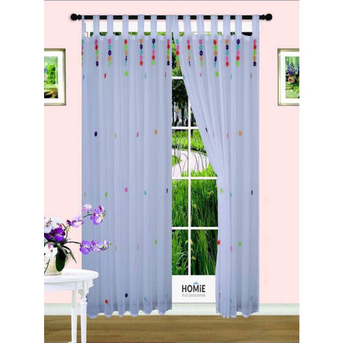 וילון דקורטיבי איכותי פרחים צבעוניים לחדר ילדים/תינוקות וגן ילדים דגם מתוקי