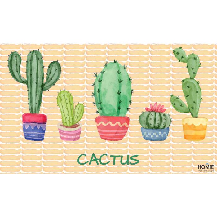 שטיח ויניל צבעוני איכותי פי וי סי (PVC) לינולאום בהדפסה איכותית עם שכבה נגד החלקה דגם קקטוסים גדולים.