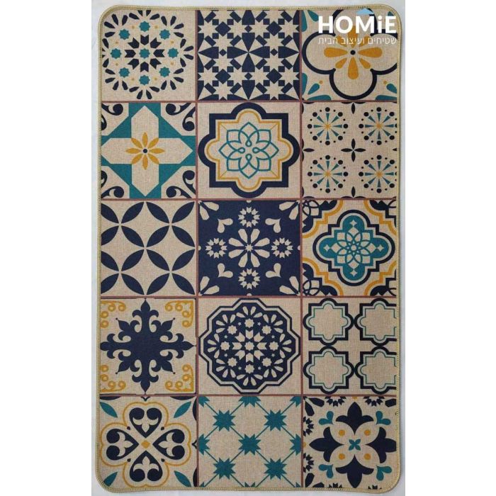 שטיח גומי למטבח וינטג' גיאומטרי אקלקטי טלאים מנדלות צבעוניות דגם קוויבק 38. השטיח היוקרתי מתאים גם לשאר חלל הבית (אמבטיה, מסדרון, חדר שינה, חדר ילדים/תינוקות ועוד) ויכניס לשם המון סטייל, נוכחות, שונות ומיוחדות. 