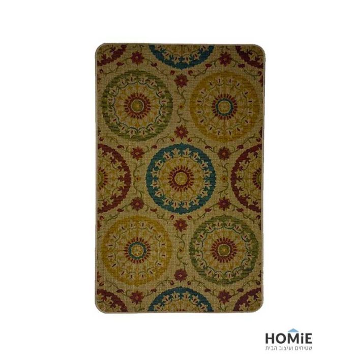 שטיח גומי למטבח וינטג' גיאומטרי מנדלות פרחוני צבעוני דגם ליה 06. השטיח היוקרתי מתאים גם לשאר חלל הבית (אמבטיה, מסדרון, חדר שינה, חדר ילדים ועוד) ויכניס לשם המון סטייל, נוכחות ומיוחדות. 