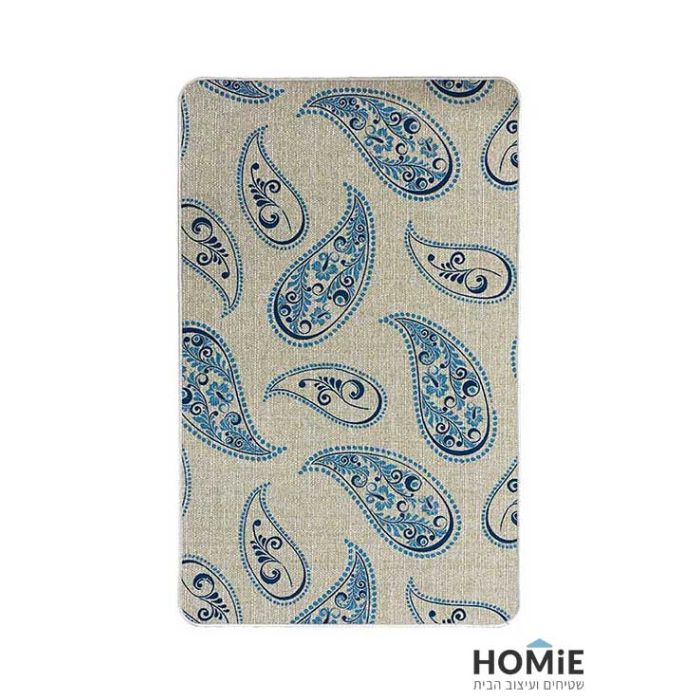 שטיח גומי למטבח וינטג' אבסטרקטי מודרני עלים בז' טורקיז כחול דגם ליה 14. השטיח היוקרתי מתאים גם לשאר חלל הבית (אמבטיה, מסדרון, חדר שינה, חדר ילדים ועוד) ויכניס לשם המון סטייל, נוכחות ומיוחדות. 