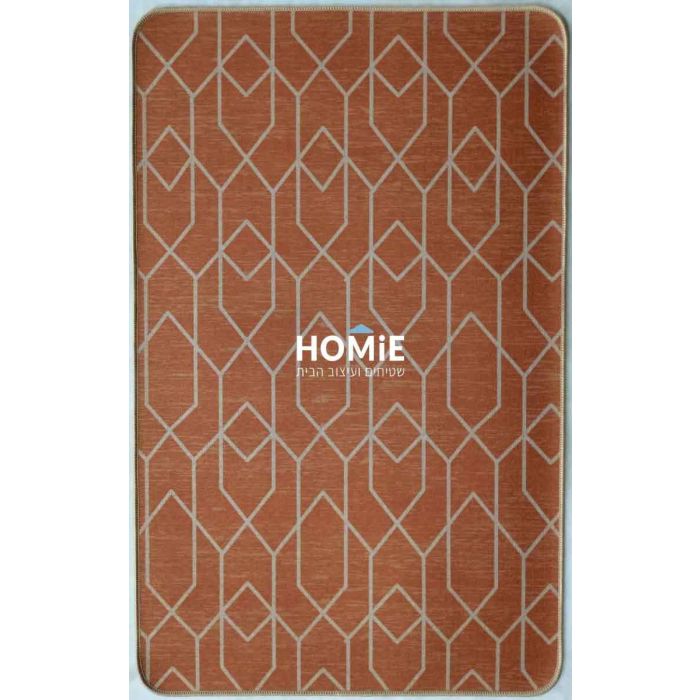 שטיח גומי למטבח וינטג' מודרני צורות גיאומטריות דגם קוויבק 17 בצבע בריק. 