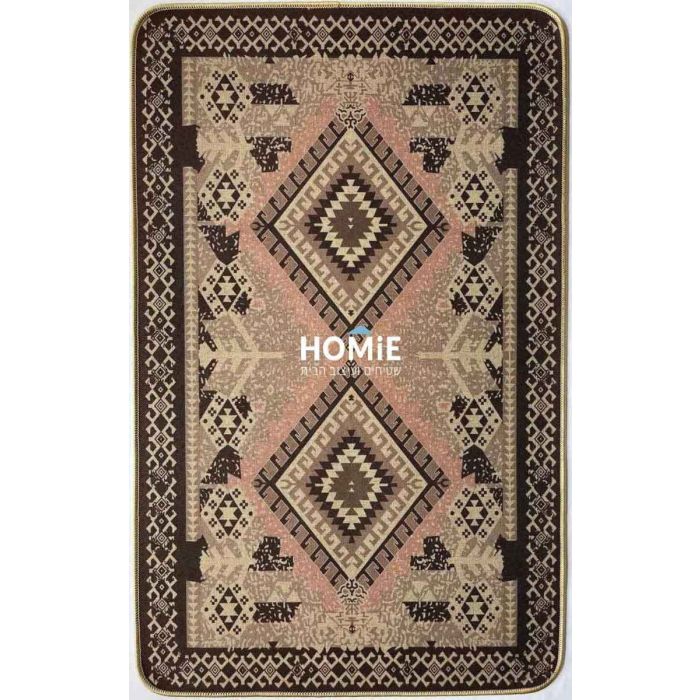 שטיח גומי למטבח וינטג' גיאומטרי מעויינים דגם קוויבק 03 בצבע חום, בז', ורוד. השטיח היוקרתי מתאים גם לשאר חלל הבית (אמבטיה, מסדרון, חדר שינה, חדר ילדים ועוד) ויכניס לשם המון סטייל, נוכחות ומיוחדות. 