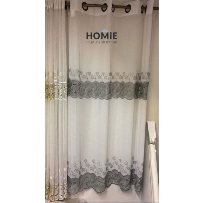 וילון רקמה תחרה וינטג' חצי אטום לסלון ושאר חלל הבית דגם ליאנה. הוילון הנפלא בסגנון הרטרו יתאים גם לחדר שינה וחדר ילדים.