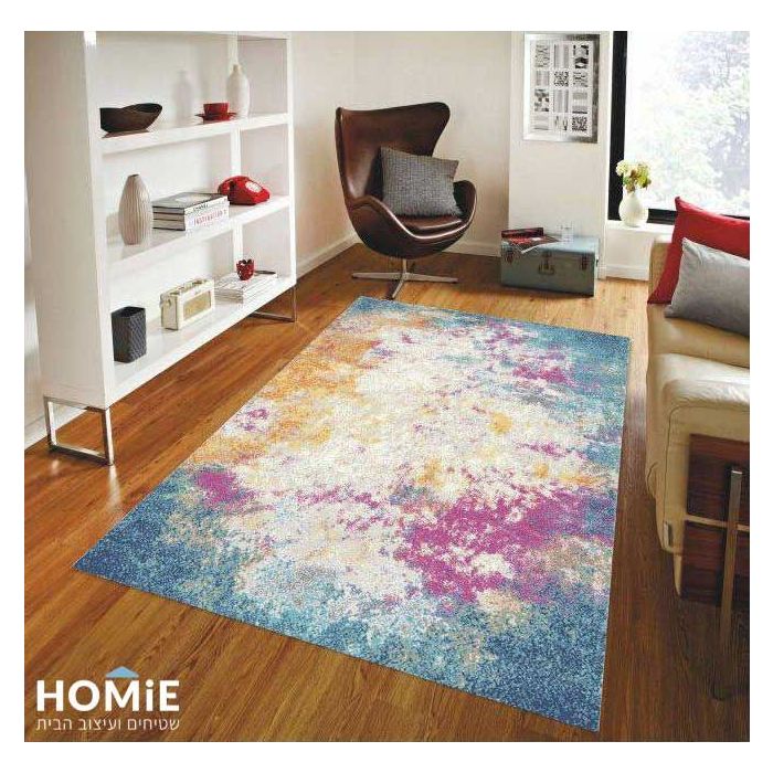 שטיח אבסטרקטי מודרני מולטי צבעוני דגם ונוס 21. השטיח האיכותי מתאים לסלון, חדר שינה, חדר ילדים ותינוקות, מסדרון, חדר אורחים, חדר משחקים, פינת ישיבה, פינת אוכל, מטבח, חדר עבודה ומשרד. 