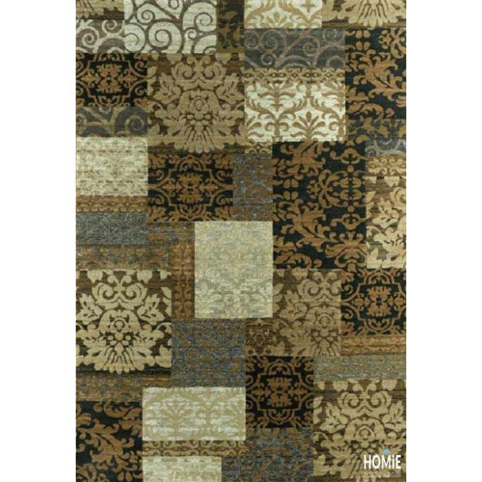 שטיח טלאים וינטג' יוקרתי לסלון, לחדר שינה, למטבח ושאר חלל הבית דגם דונטלו 86/81 בצבע חום, בז', שחור ושמנת