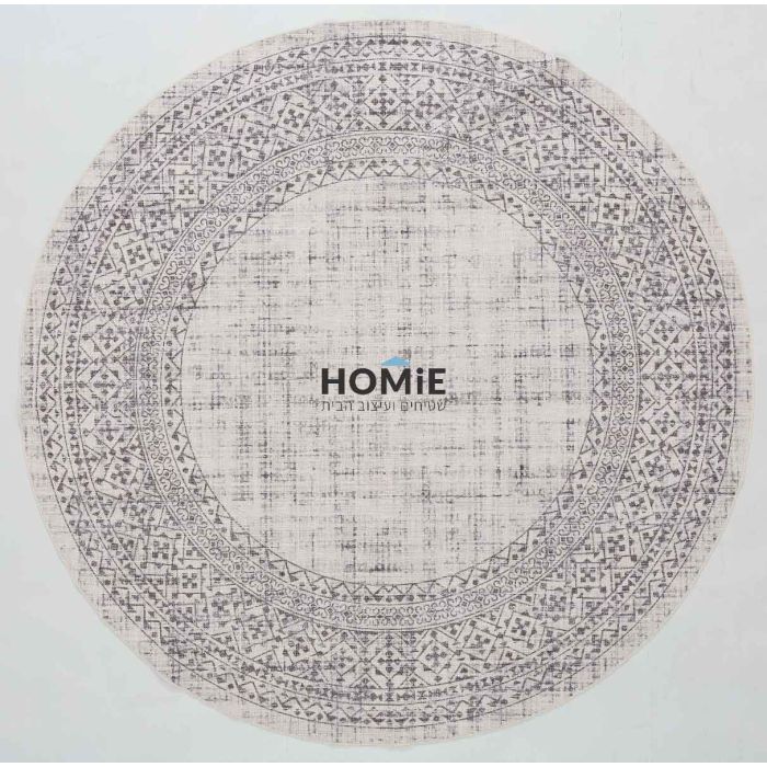 שטיח עגול וינטג' מודרני קלאסי משופשף מסגרת חלק דגם אנטוניו 03 לסלון ושאר חלל הבית. 