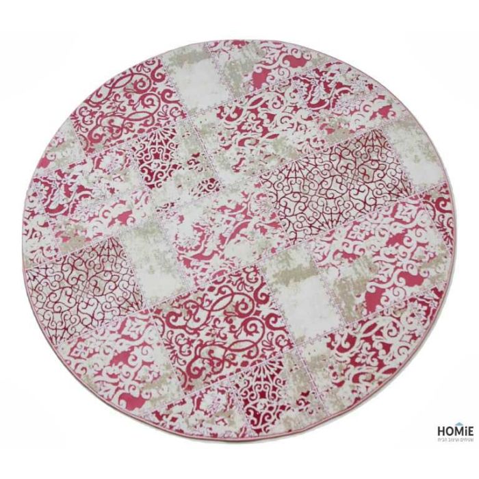 שטיח עגול וינטג' מדליון יוקרתי לסלון, לחדר שינה, לחדר ילדים, למטבח ושאר חלל הבית דגם זאוס 58G בצבע ורוד עתיק. 