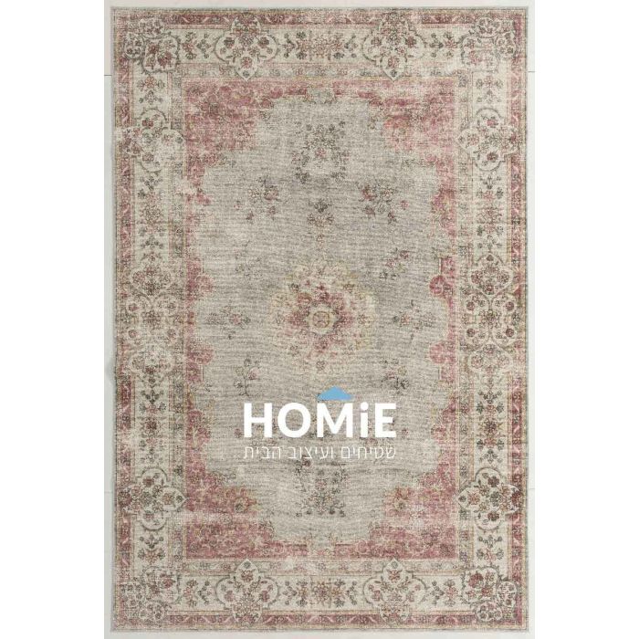 שטיח וינטג' קלאסי דגם ארתור 09 בגווני ורוד עתיק ובז' – תצוגה מלאה 