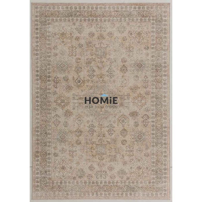 שטיח וינטג' אתני קלאסי דגם ארתור 06 בגוון בז' בפריסה מלאה – דוגמת מדליונים עשירה בעיצוב מרהיב לסלון ולחללי הבית