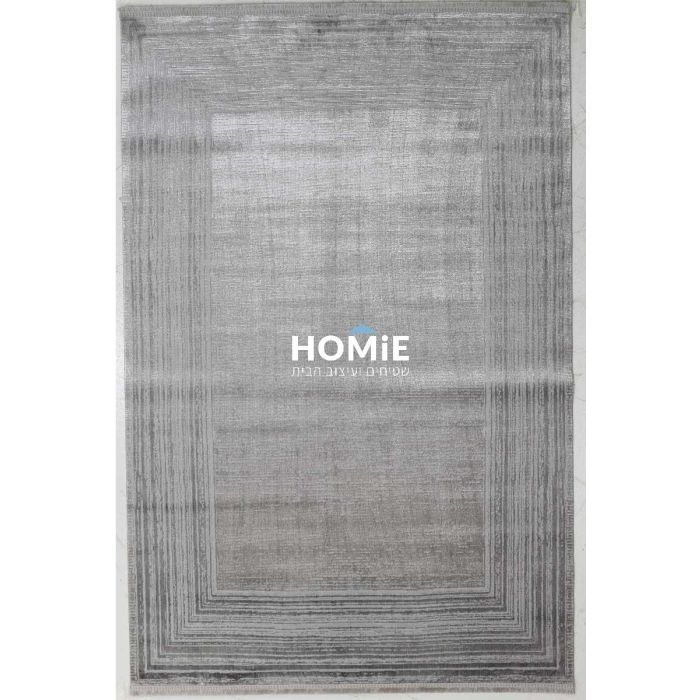 שטיח וינטג' גיאומטרי קלאסי מודרני מסגרת אפור דגם ביורן 03. 