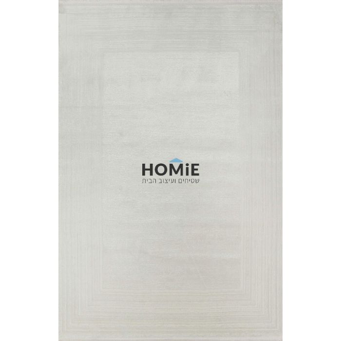 שטיח וינטג' גיאומטרי קלאסי מודרני מסגרת לבן שמנת דגם ביורן 01. 