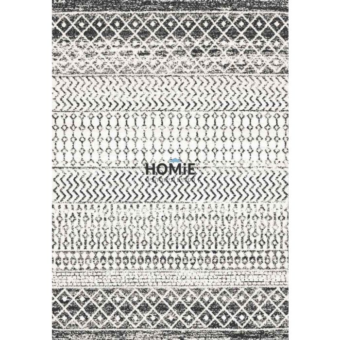 שטיח וינטג' גיאומטרי שבטי (אתני) דגם טארגאריין בצבע אוף וויט שחור. השטיח האיכותי יתאים לסלון, לחדר שינה, לחדר ילדים, לאמבטיה, למסדרון, למטבח, לפינת ישיבה, לחדר אורחים, לפינת אוכל, לחדר עבודה ולמשרד. 