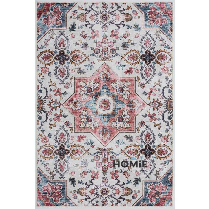 שטיח וינטג' מודרני קלאסי לסלון דגם אנטוניו 06 צבעוני פרחוני במלואו