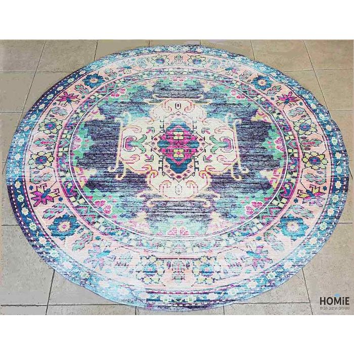 שטיח עגול וינטג' צבעוני מסוגנן איכותי לסלון, לחדר שינה, למטבח ושאר חלל הבית דגם סטפני 1473/02-1