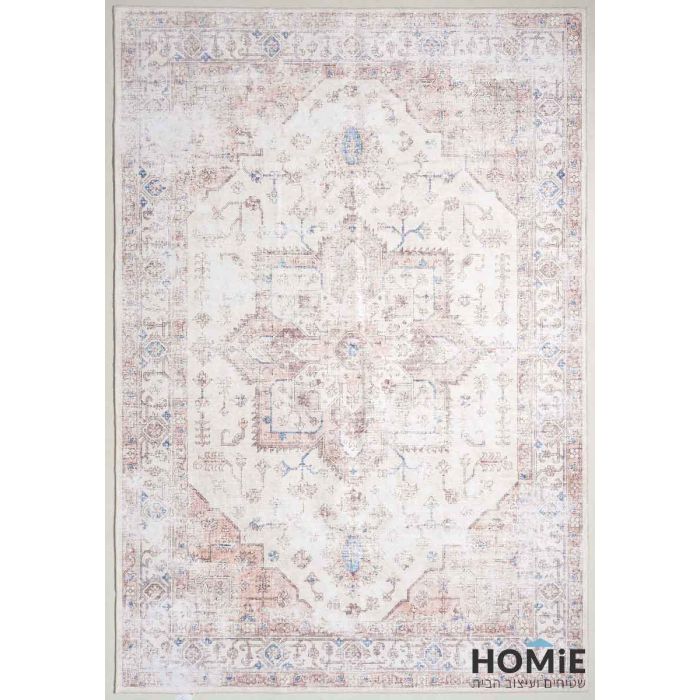 שטיח וינטג' מדליון בז' צבעוני דגם אנטוניו 08 - צילום במלואו