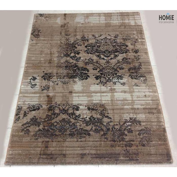 שטיח וינטג' יוקרתי לסלון, לחדר שינה, למטבח ושאר חלל הבית דגם דונטלו 59/80 בצבע חום, בז' ושחור