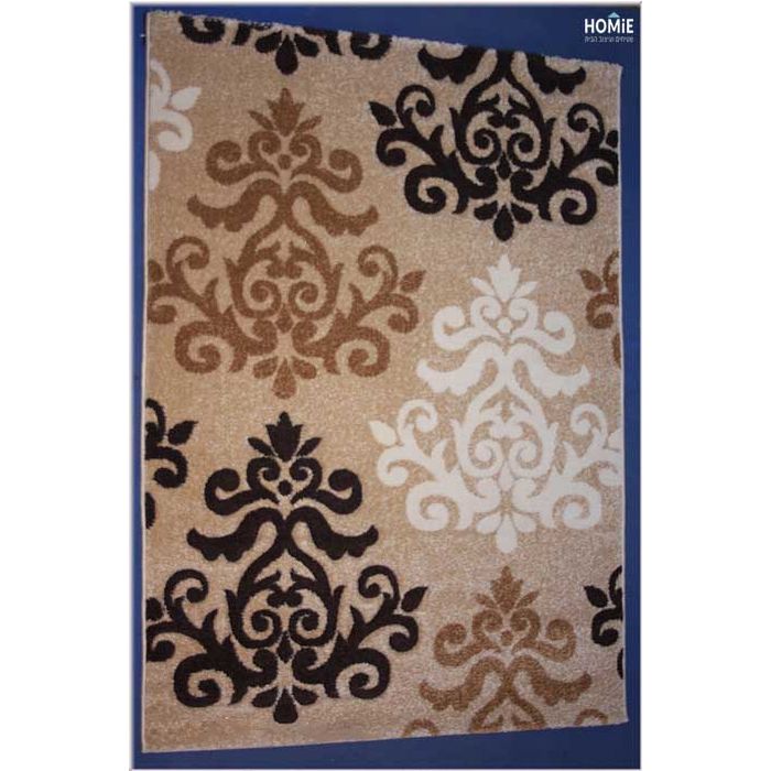 שטיח וינטג' מהודר עיטורים פרחוניים לסלון, לחדר שינה, למטבח ושאר חלל הבית בצבע חום, בז' ושמנת דגם אקסלנס 029