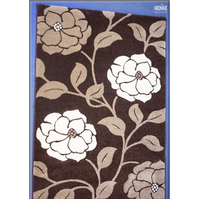 שטיח וינטג' פרחים לסלון, לחדר שינה, למטבח ושאר חלל הבית דגם אקסלנס 209 בצבע חום, בז' ולבן