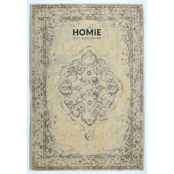 שטיח וינטג' כותנה מדליון משופשף דהוי חרדל דגם מונקו. שטיח השניל מתאים לסלון, חדר שינה, חדר ילדים, מסדרון, אמבטיה, חדר אורחים, חדר משחקים, מטבח, פינת אוכל, פינת ישיבה, חדר עבודה ומשרד.