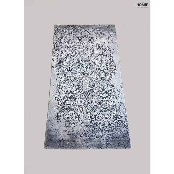 שטיח וינטג' עיטורים פרחוניים יוקרתי לסלון, לחדר שינה, למטבח ושאר חלל הבית בצבע אפור ושחור דגם ג'סיקה 94/90. השטיח יכניס המון שיק, וסטייל לחלל החדר