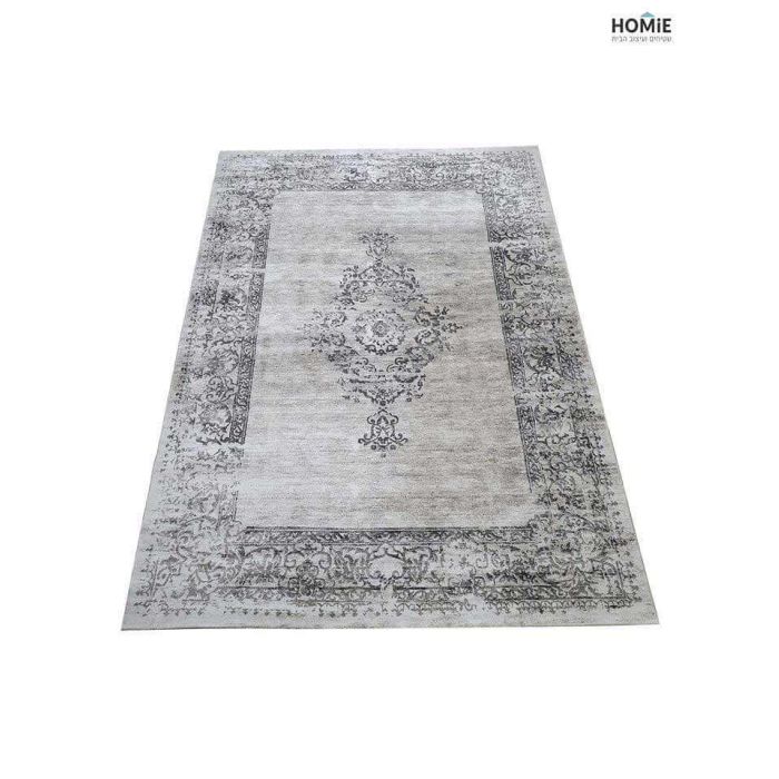 שטיח וינטג' מדליון מודרני יוקרתי דגם מילאנו 52/70 בצבע חום ובז' לסלון, לחדר שינה, למטבח, לפינת אוכל, לחדר עבודה ולמשרד.