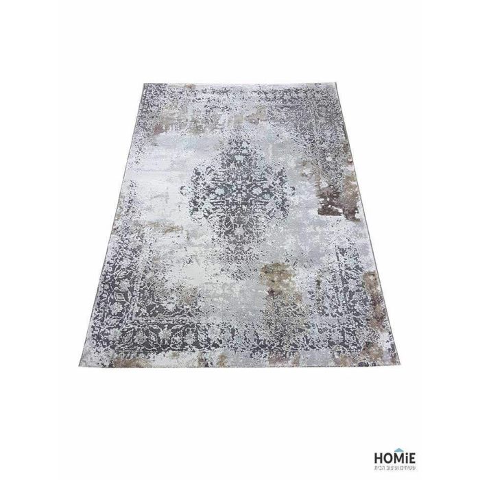 שטיח וינטג' מדליון דגם אוליביה 18/975 בצבעי אפור, בז' וחום. השטיח מתאים לסלון.