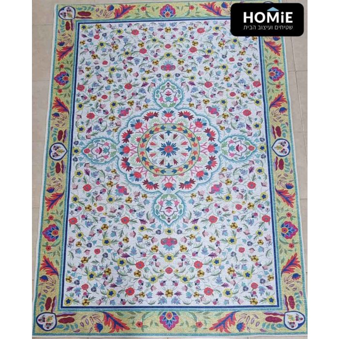 שטיח וינטג' סמרקנד חרדל כותנה מודרני איכותי דגם סטפני S3 לסלון, לחדר שינה, לחדר ילדים, לאמבטיה, למסדרון, למטבח ולמשרד.