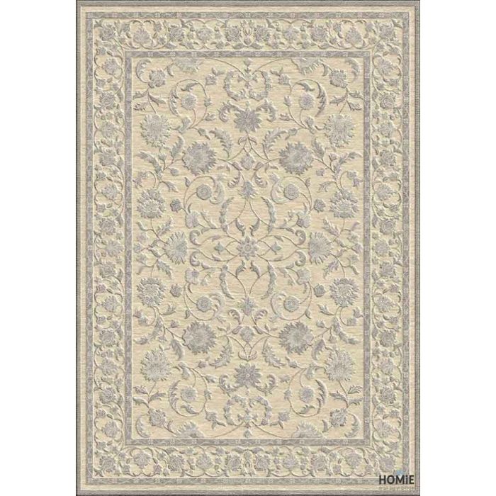 שטיח וינטג' קטיפה ויסקוזה פרחוני יוקרתי דגם ונציה 018 בצבע קרם לסלון, לחדר שינה, למטבח ושאר חלל הבית. 