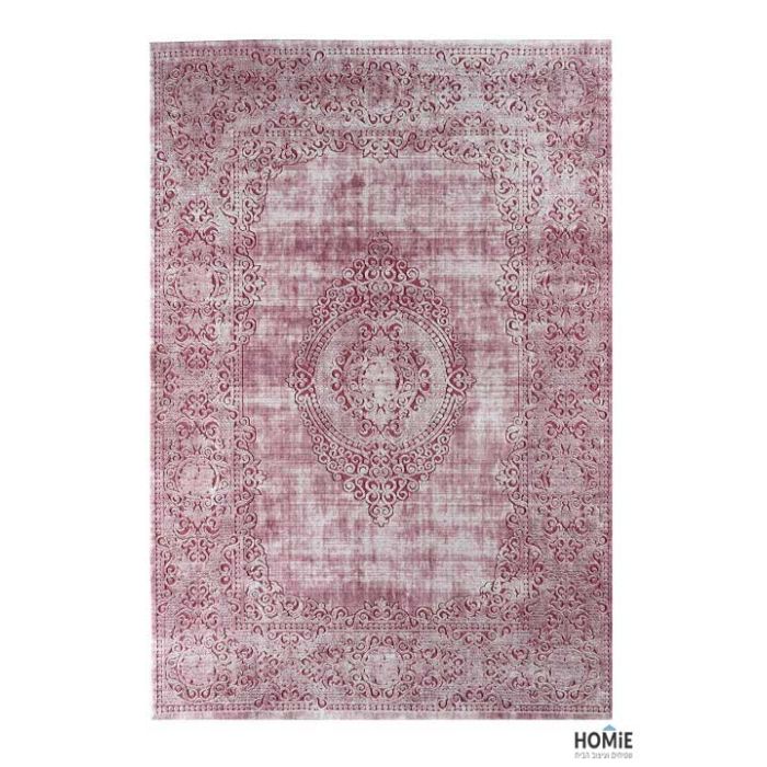 שטיח וינטג' מדליון יוקרתי לסלון, לחדר שינה, למטבח ושאר חלל הבית דגם זאוס 46C בצבע ורוד-סגול. 