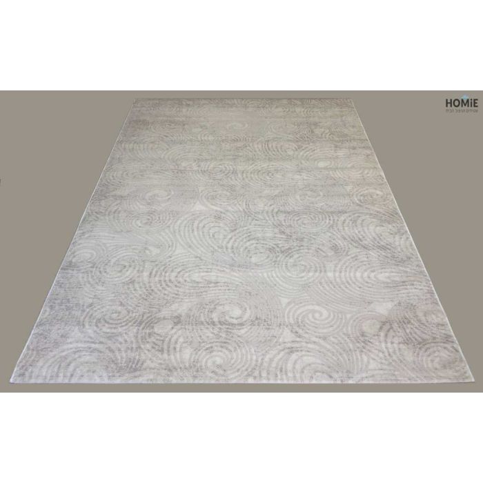 שטיח וינטג' קטיפה ויסקוזה ספירלה יוקרתי לסלון, לחדר שינה, למטבח ושאר חלל הבית בצבע עתיק של אפור ובז'