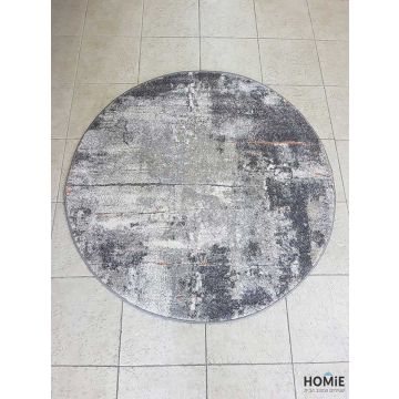 שטיח עגול אבסטרקטי יוקרתי לסלון, לחדר שינה, לחדר ילדים, למטבח ושאר חלל הבית דגם איביזה 99/70 בצבע אפור בהיר, אפור כהה, בז' וכתום. 